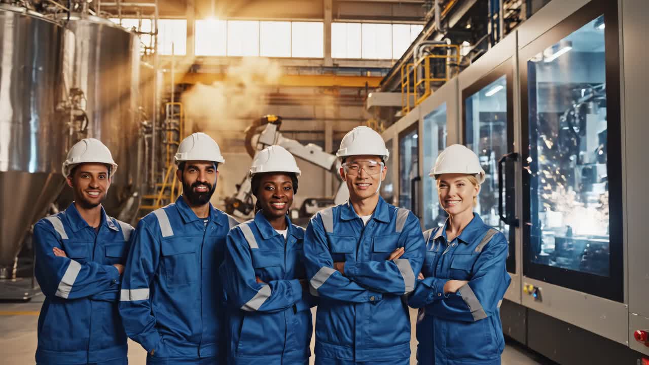 Diverse Team of Factory Workers