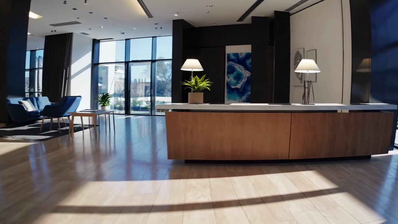 Spaziosa e moderna hall con reception e sedute lounge