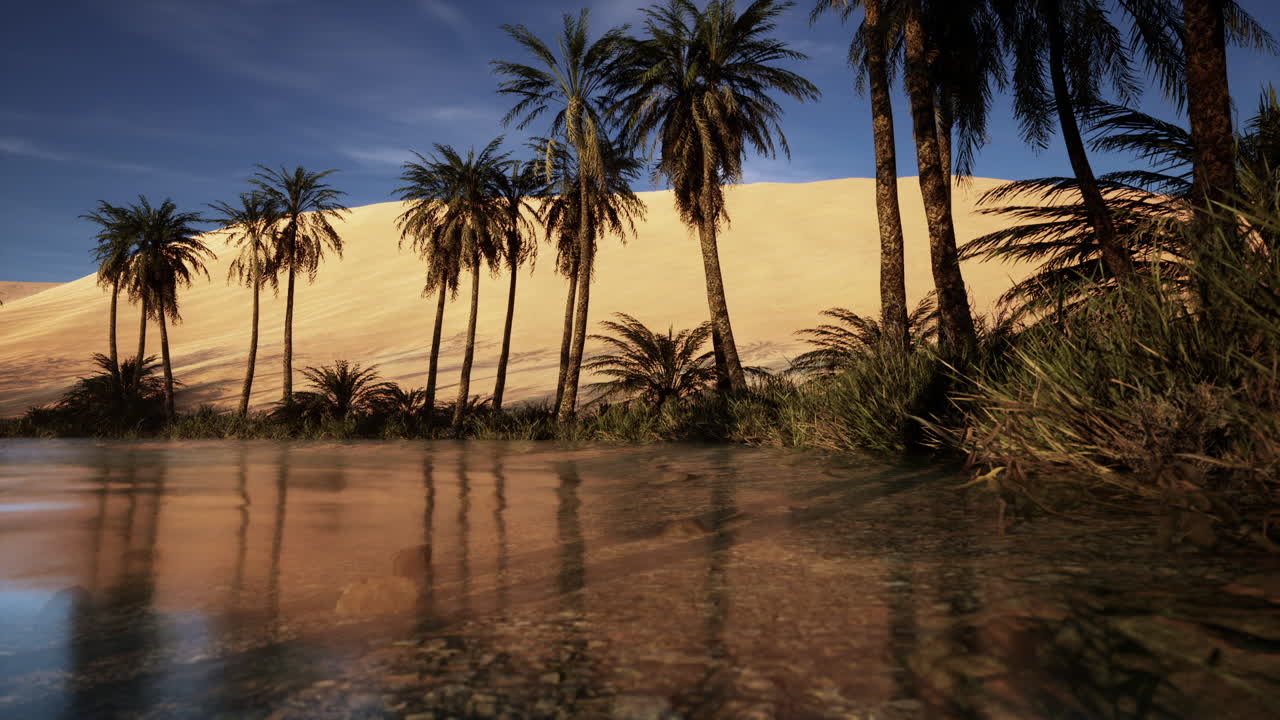 사막 의 오아시스 에 있는  나무 들