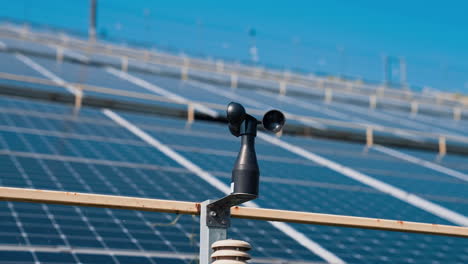industrial blower on the background of blue solar panels. modern photovoltaic solar panels. renewable ecological source of energy from the sun. close-up.
