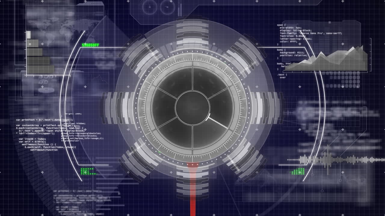 animación de escaneo de alcance y procesamiento de datos sobre fondo negro