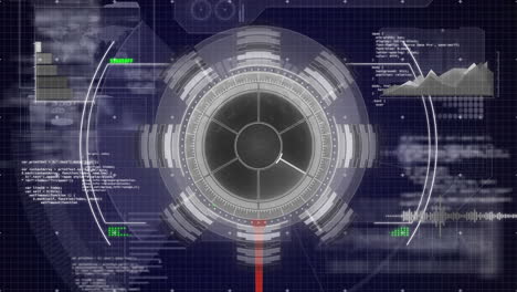 animación del escaneo del alcance y el procesamiento de datos sobre un fondo negro