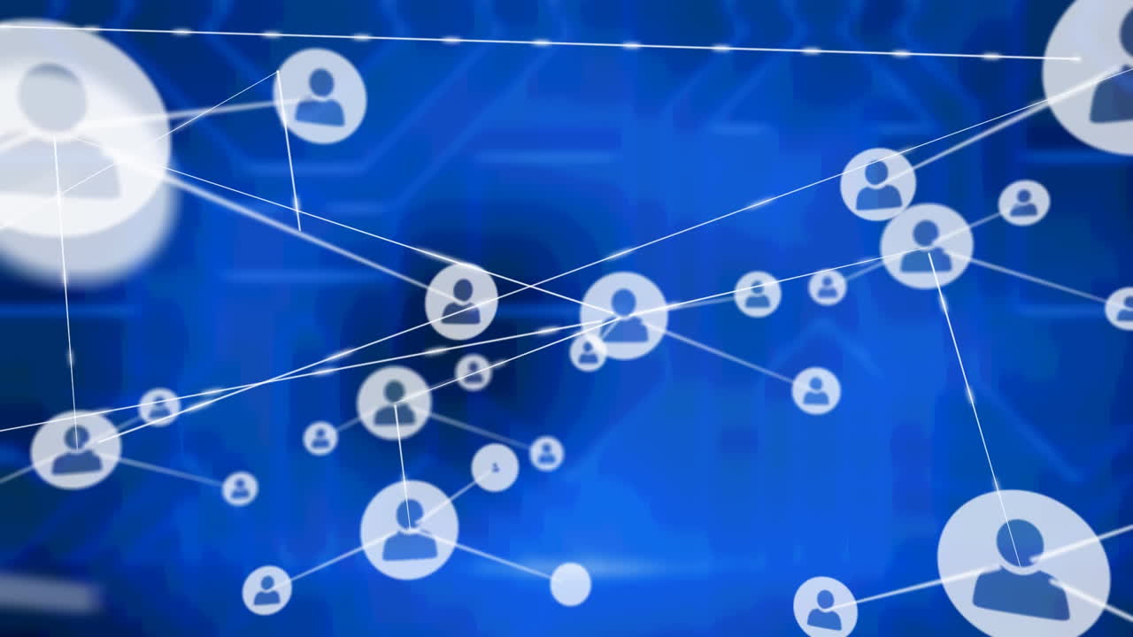 animación de la red de conexiones sobre fondo azul