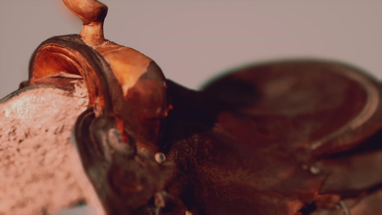 오래된 빈티지 가죽 드레사지 말 의자