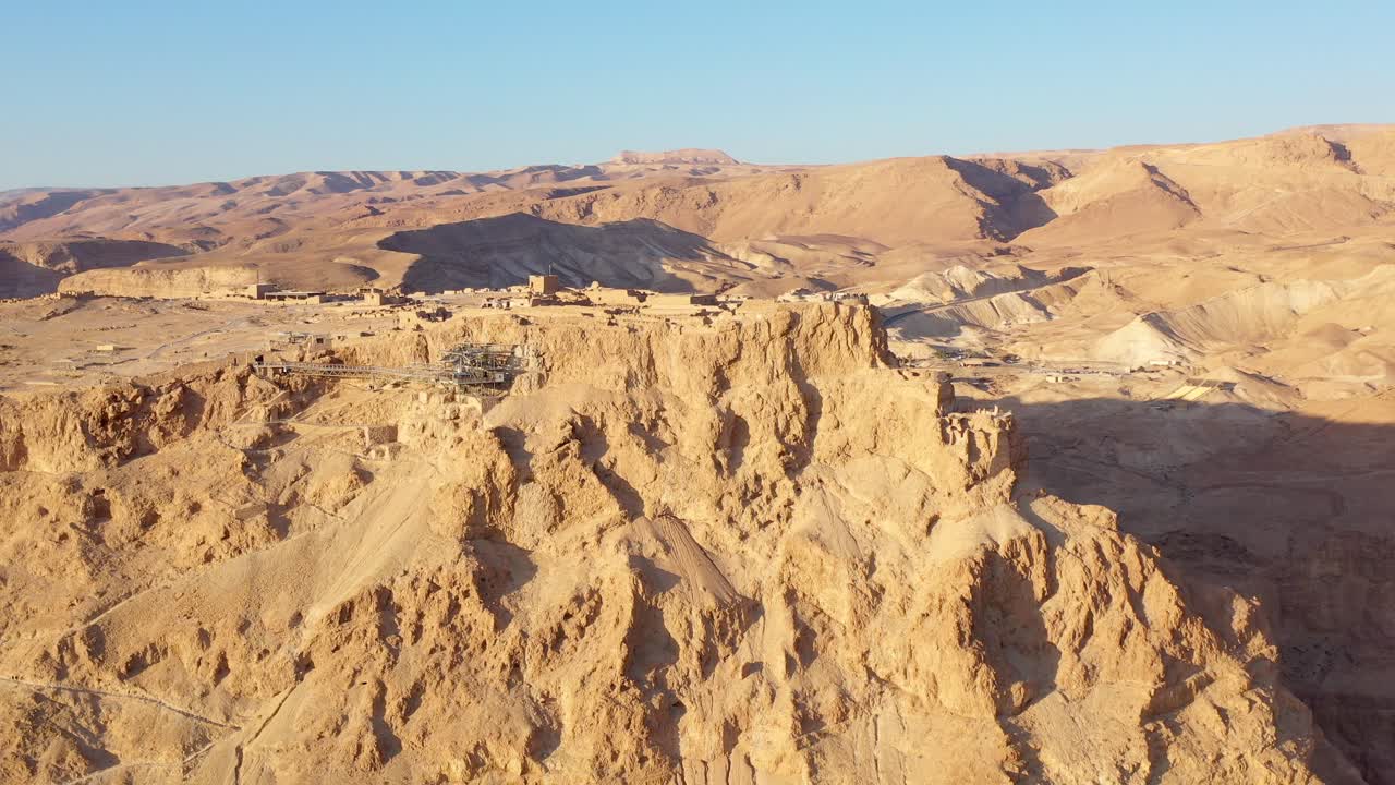 Aerial View of Masada Fortress in the Judean Desert, Israel