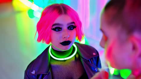 cyberpunk girl in neon light