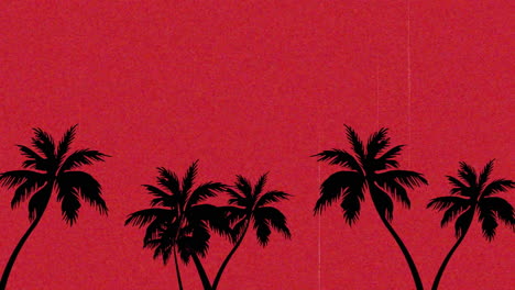 animación de palmeras sobre un fondo rojo