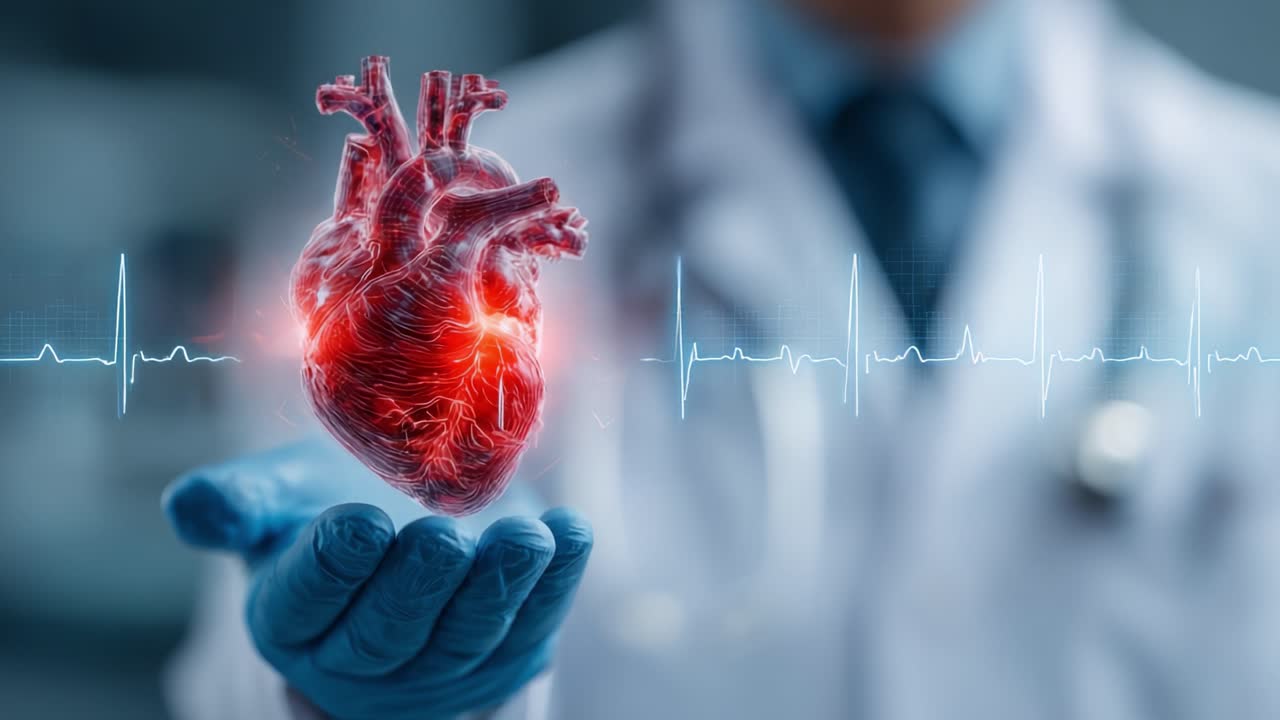 Innovativ Medicinsk Visualisering: Et Fokus på det Menneskelige Hjerte og Dets Vitale Tegn i et Klinisk Miljø, der Belyser Skæringspunktet mellem Teknologi og Sundhedspleje