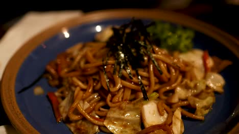 yakisoba dish served in a bangkok restaurant