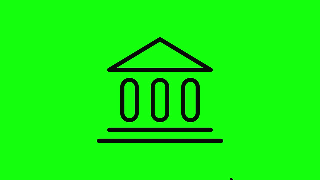 투명한 검은색 정부 국가 정치 건물 아이콘 평평한 녹색 화면 10 애니메이션 크로마 키