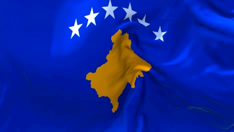 kosovo flag waving in wind slow motion animation . 4k realistic fabric texture flag smooth blowing on a windy day continuous seamless loop background.