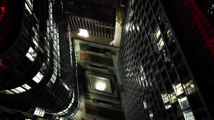 Katowice Global Office Park di notte