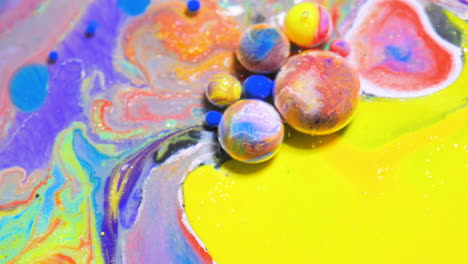 abstract colorful liquid marbling with bubbles