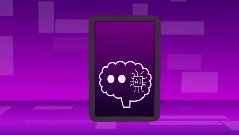animation of ai data processing and icons over computer screen