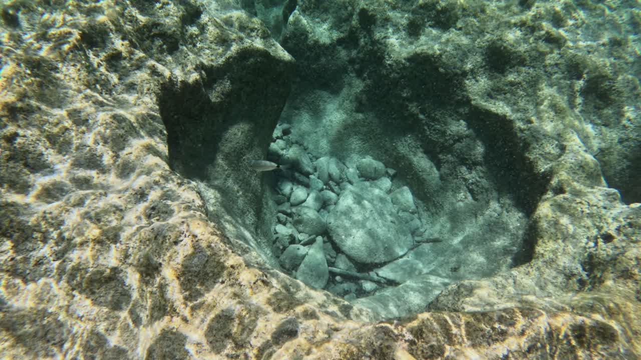 Snorkeling In The Crystal Clear Ocean Of Balos Beach In Crete Island, Greece. Underwater