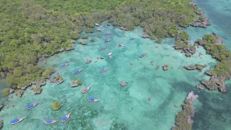 Beautiful-Reef-of-Kwale-Island,-Zanzibar-in-Tanzania---Aerial-Drone-View