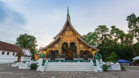 xieng thong temple landmark travel place of luang prabang, loas day to night time lapse