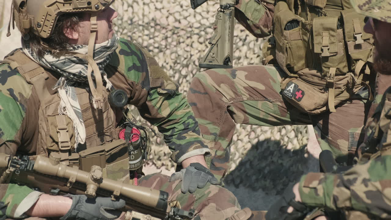 Intelligence Officers Chatting At Military Operation