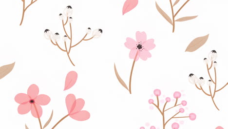 delicate pink floral seamless pattern with berries