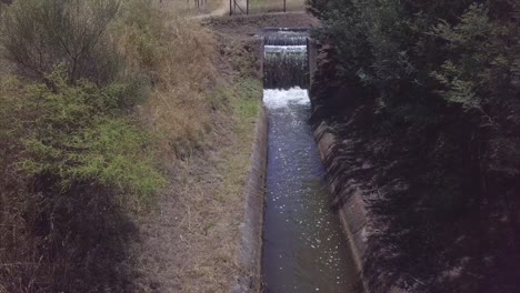 water distribution channel for irrigation drone footage