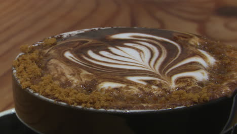 close up of a decorated coffee drink