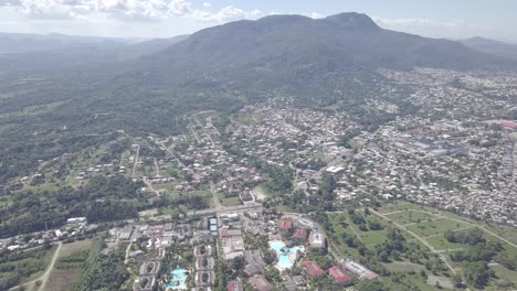 mountain rock of a tropical island in aerial 4k dominican republic puerto plata