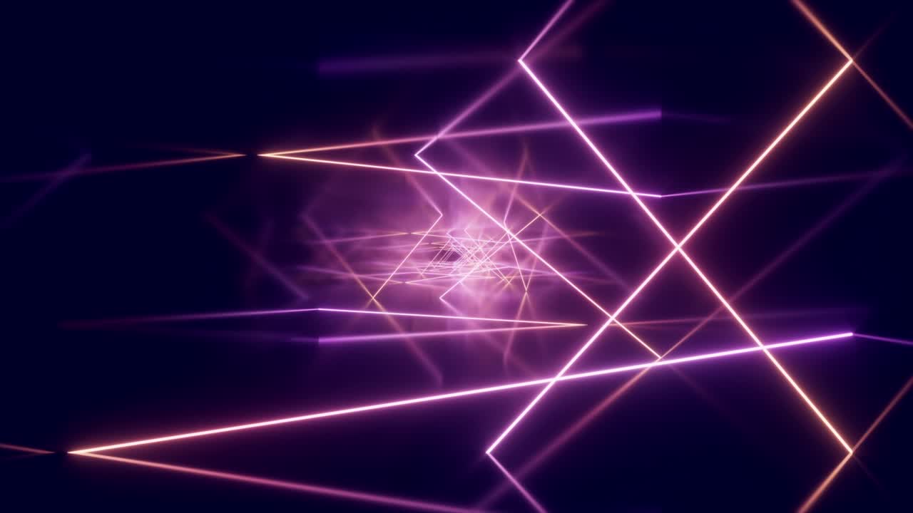 animazione a loop in linee di neon luminose tunnel, rendering 3d.