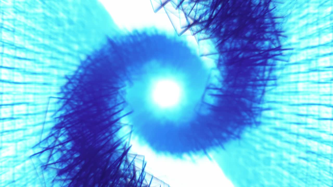 Blue Wireframe Cubes Spiral
