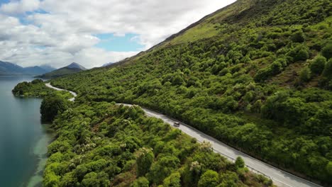 scenic drive from queenstown to glenorchy in new zealand with mountain views and stunning lakeside vista