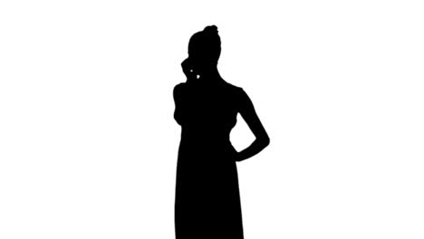 Frau-Telefoniert-In-Schwarzer-Silhouette