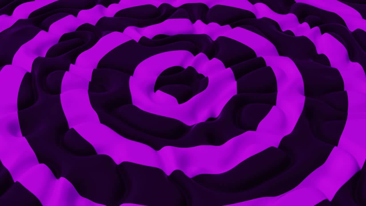 fondo abstracto con círculos negros púrpuras en el campo de ondas de ruido. superficie desplazada detallada. plantilla de fondo moderna para documentos, informes y presentaciones. ciencia ficción futurista. animación 3d