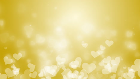 looped motion graphics of white hearts on a soft yellow background. blurry abstract animation.