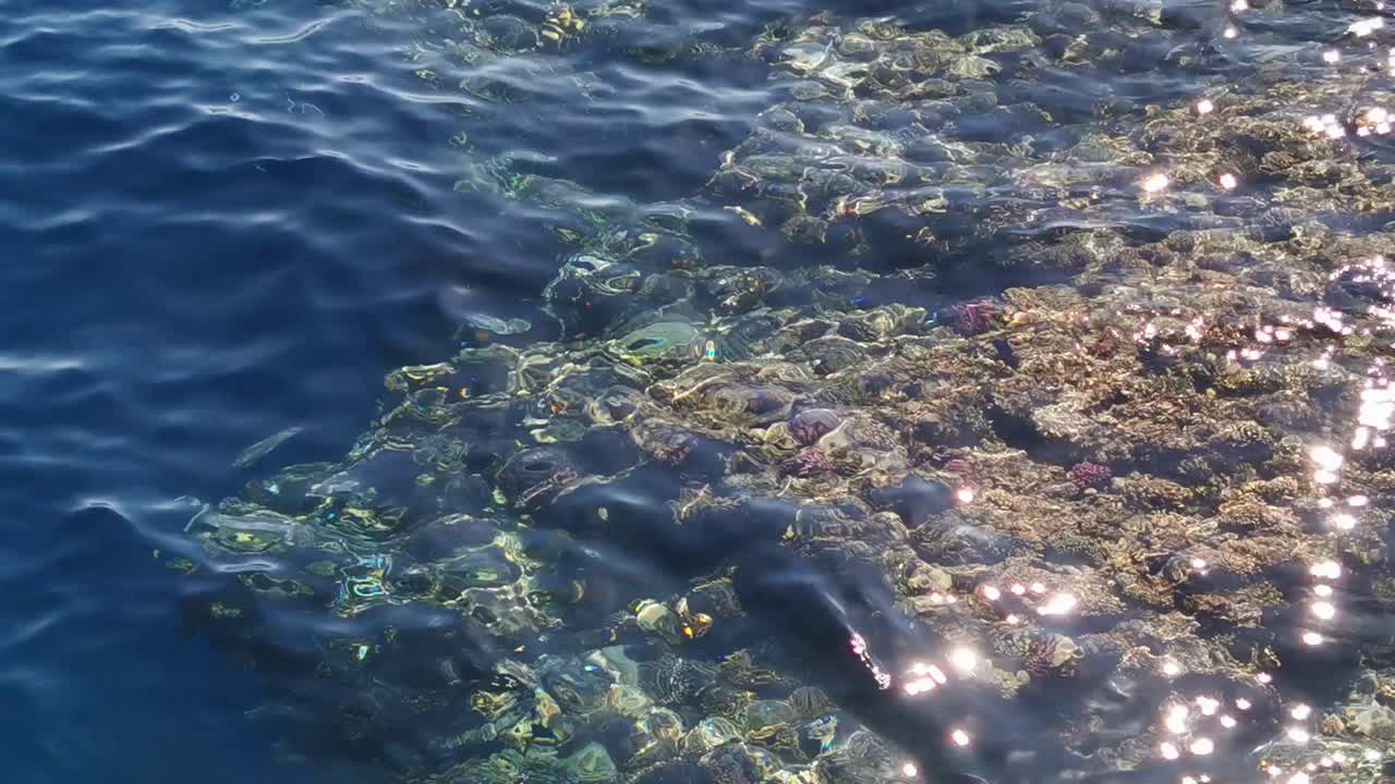 바다의 파도, 바위, 모래의 모습. 바다 해안의 물 배경