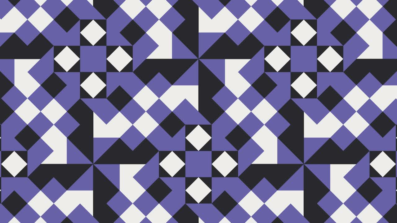 azulejos geométricos en mosaico animado abstracto. elementos muy peri violeta en patrón dinámico multicolor. fondo gráfico de movimiento en un diseño plano