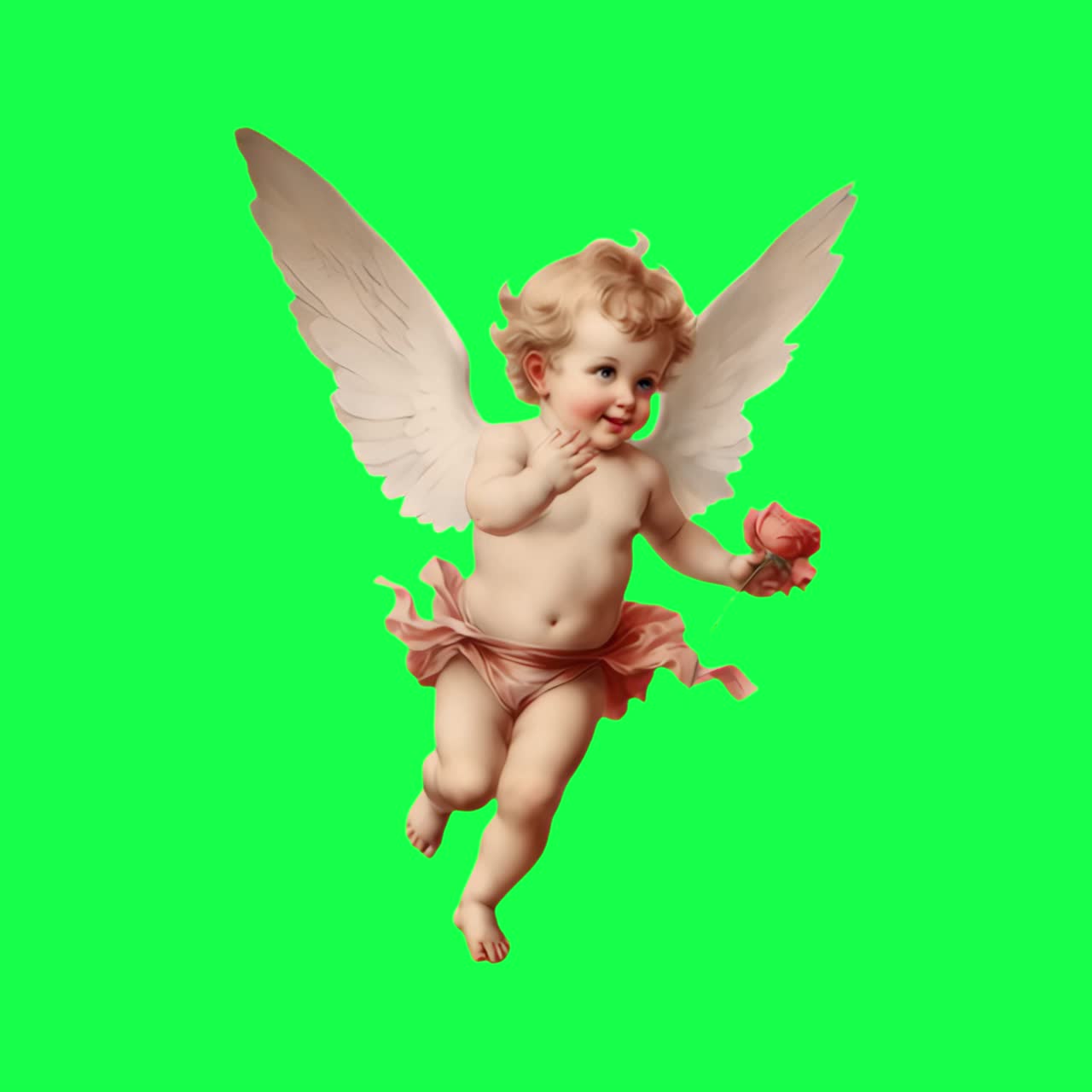 Cherubic angel holding rose