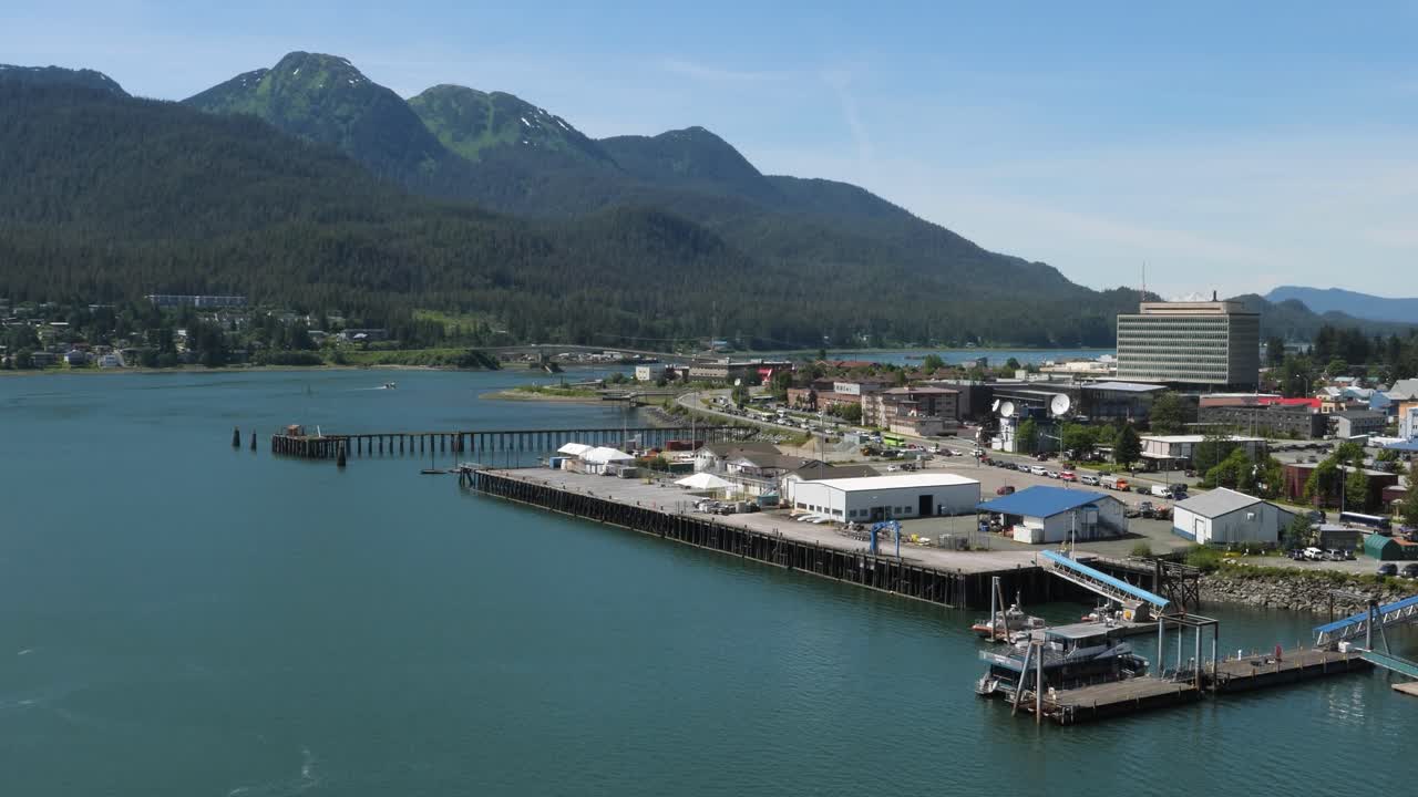 Douglas Bridge or J.D.Bridge, crossing Gastineau Channel, connecting downtown Juneau with Douglas Island. Alaska's Capital city.