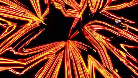 colorful neon lights exploding from the center against a deep black background, creating a vibrant and energetic abstract composition filled with dynamic light trails and stunning designs