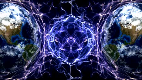 dos anillos de tierra y fibras fondo, renderización, animación, bucle