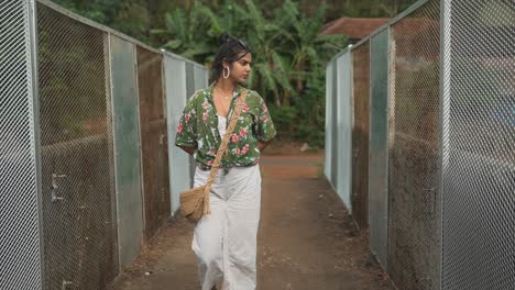 young indian girl exploring the city