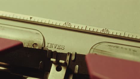 close-up of printing criminal investigation report with typewriter