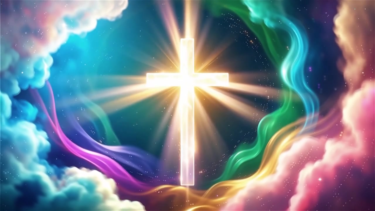 Christian Cross Heavenly Light Worship Background