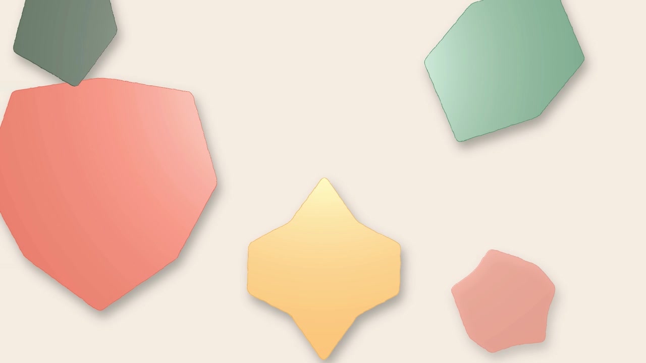 Abstract Animation of Floating Geometric Shapes on Beige Background