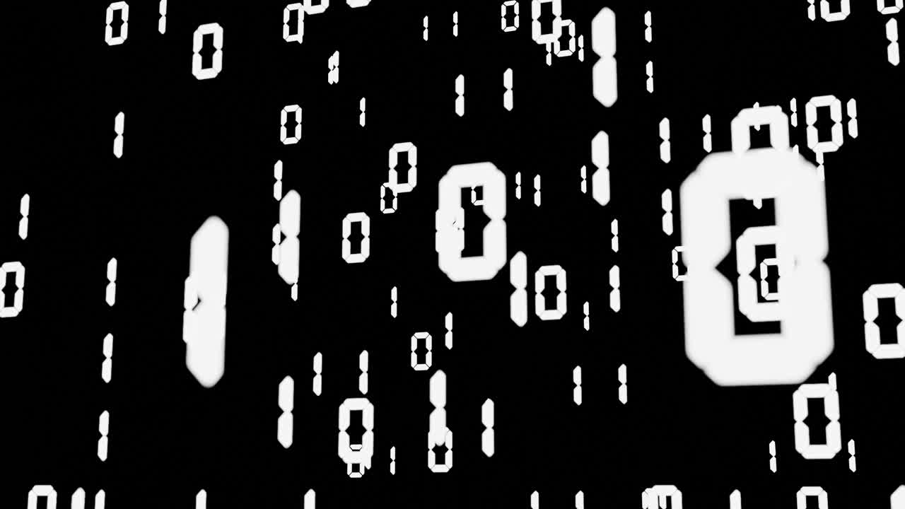 números binarios 3d en orden aleatorio animación de fondo de movimiento de bucle sin interrupción 4k