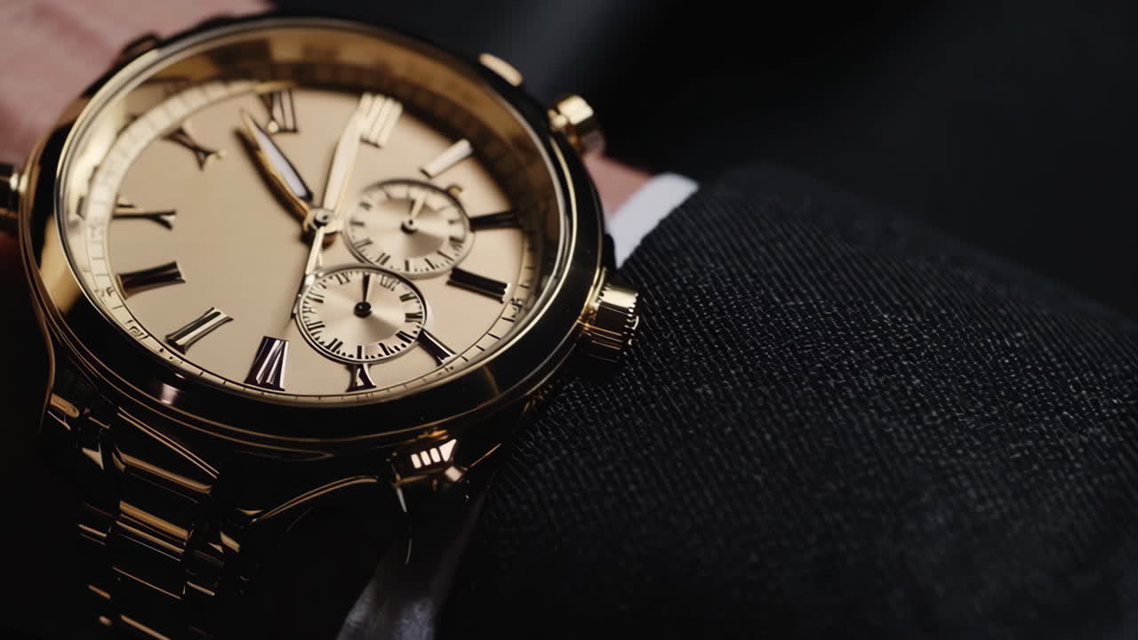 Gold Wristwatch on a Man's Hand