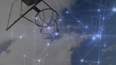 animation of networks of connections over biracial male basketball player