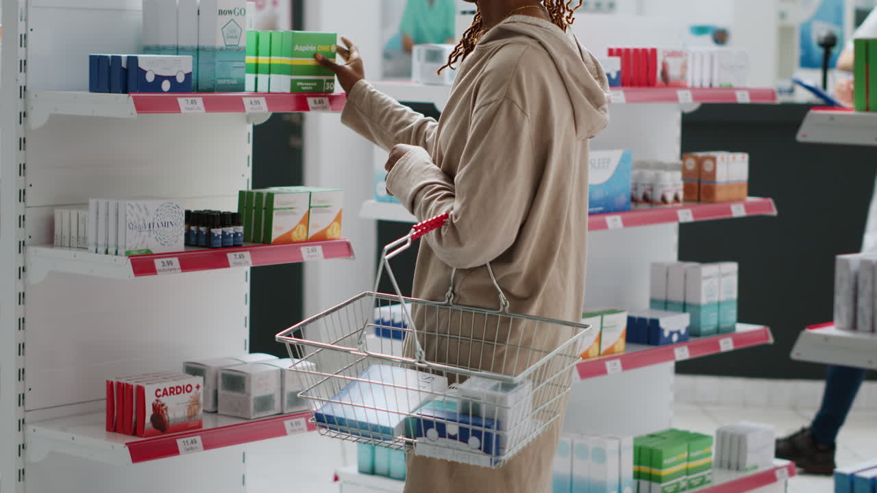 Woman shopping for medicine in a pharmacy