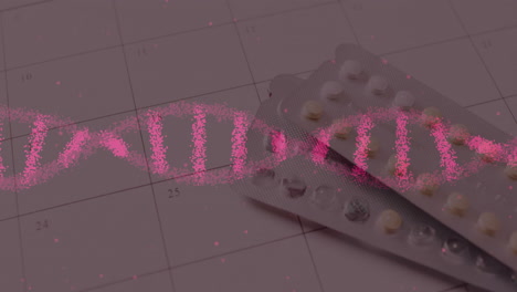 animation of dna strand and calendar over pills