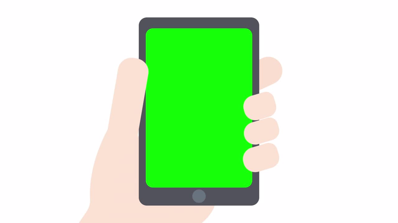 전화기를 만지는 간단한 애니메이션 백색 배경