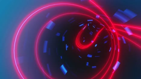 Animation-Eines-Neontunnels-In-Nahtlosem-Muster-Vor-Blauem-Hintergrund-Mit-Kopierraum