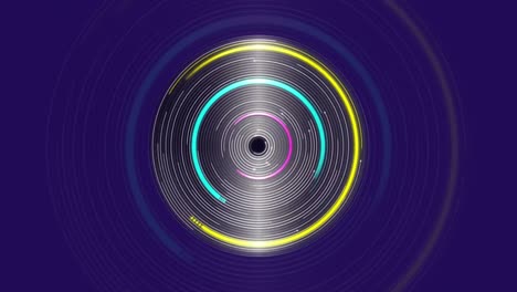 animation of colourful rotating circular scanner processing on black background